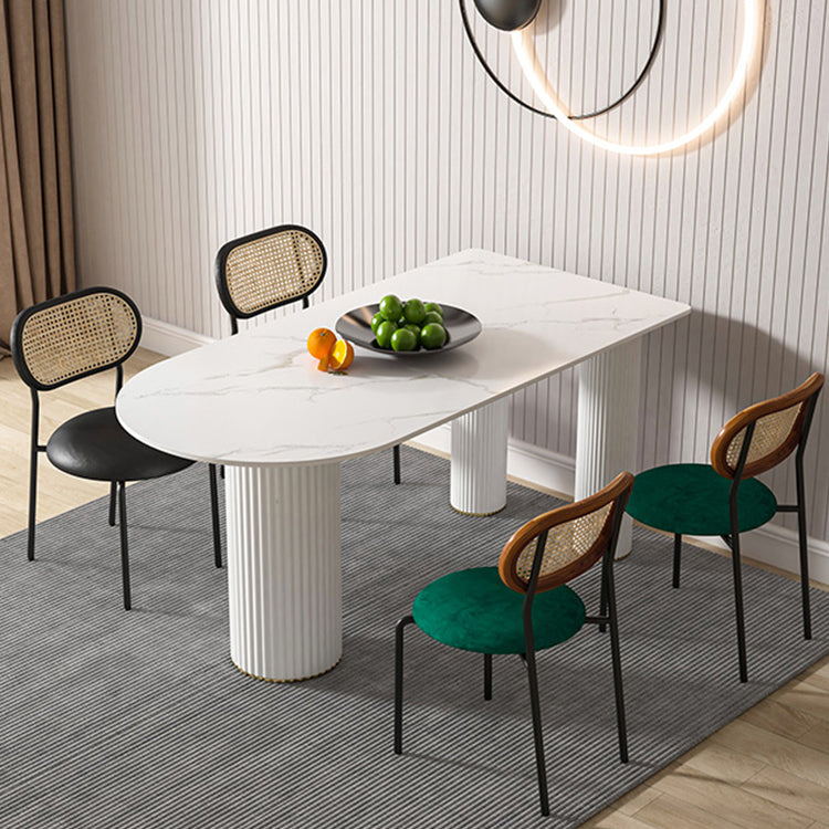 Metal Contemporary Free Form Dining Table Marble Top Table for Kitchen and Dining Room Clearhalo ' dining_table' 'Dining Tables & Seating' 'Dining Tables' 'furn' 'furn_dining_table' 'Furniture' 'furniture_dining_table' 'Kitchen & Dining Furniture' 'kitchen&dining_furn' 'kitchen' 'kitchen_dining_table' 3670481