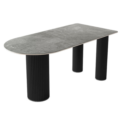 Metal Contemporary Free Form Dining Table Marble Top Table for Kitchen and Dining Room Black Without Chairs Clearhalo ' dining_table' 'Dining Tables & Seating' 'Dining Tables' 'furn' 'furn_dining_table' 'Furniture' 'furniture_dining_table' 'Kitchen & Dining Furniture' 'kitchen&dining_furn' 'kitchen' 'kitchen_dining_table' 3670482