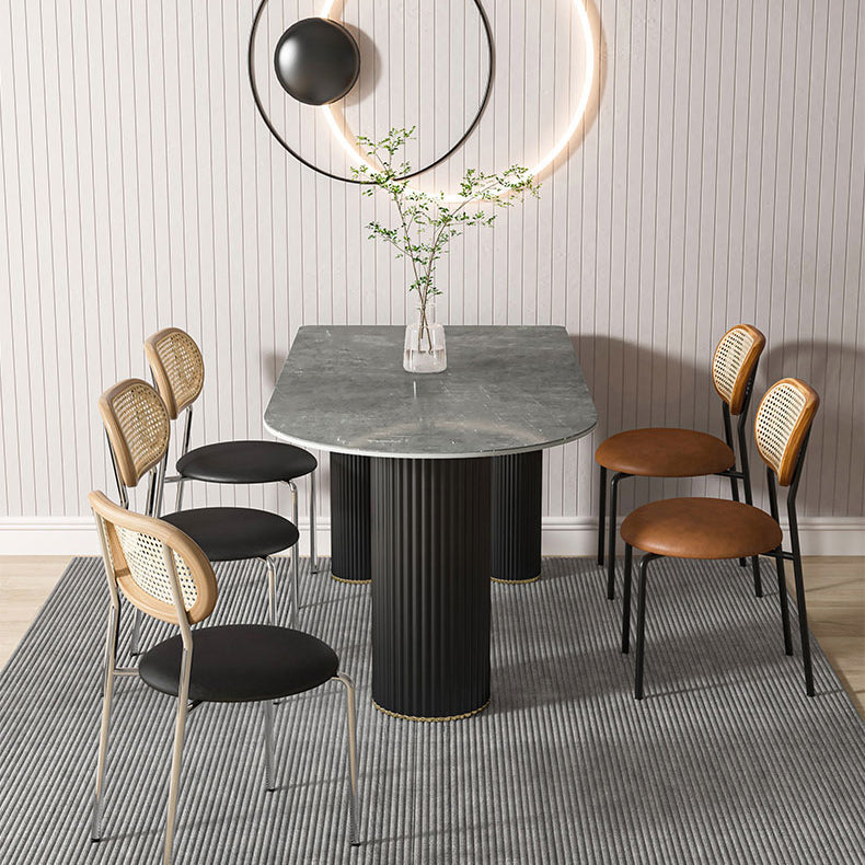 Metal Contemporary Free Form Dining Table Marble Top Table for Kitchen and Dining Room Clearhalo ' dining_table' 'Dining Tables & Seating' 'Dining Tables' 'furn' 'furn_dining_table' 'Furniture' 'furniture_dining_table' 'Kitchen & Dining Furniture' 'kitchen&dining_furn' 'kitchen' 'kitchen_dining_table' 3670485