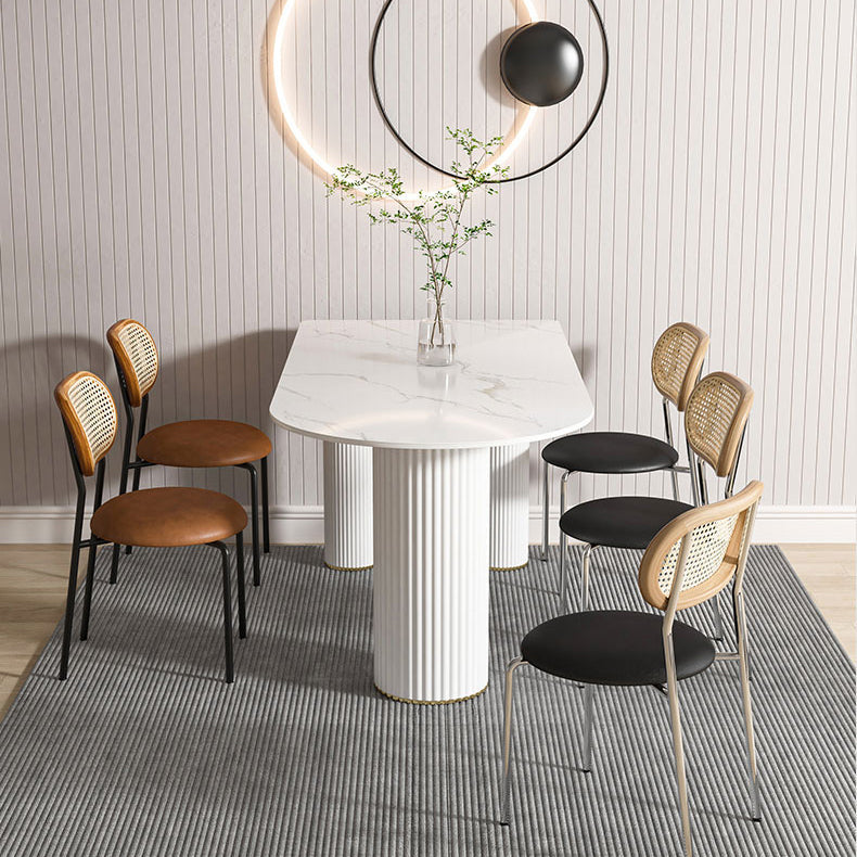 Metal Contemporary Free Form Dining Table Marble Top Table for Kitchen and Dining Room Clearhalo ' dining_table' 'Dining Tables & Seating' 'Dining Tables' 'furn' 'furn_dining_table' 'Furniture' 'furniture_dining_table' 'Kitchen & Dining Furniture' 'kitchen&dining_furn' 'kitchen' 'kitchen_dining_table' 3670489