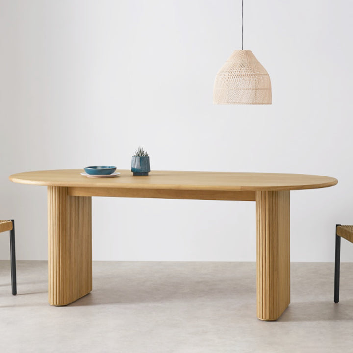 Minimalist Solid Wood Khaki Dining Table Oval Shape Standard Dining Table for Kitchen Clearhalo ' dining_table' 'Dining Tables & Seating' 'Dining Tables' 'furn' 'furn_dining_table' 'Furniture' 'furniture_dining_table' 'Kitchen & Dining Furniture' 'kitchen&dining_furn' 'kitchen' 'kitchen_dining_table' 3670494