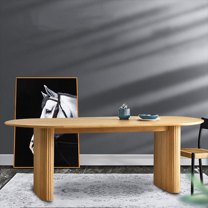 Minimalist Solid Wood Khaki Dining Table Oval Shape Standard Dining Table for Kitchen Clearhalo ' dining_table' 'Dining Tables & Seating' 'Dining Tables' 'furn' 'furn_dining_table' 'Furniture' 'furniture_dining_table' 'Kitchen & Dining Furniture' 'kitchen&dining_furn' 'kitchen' 'kitchen_dining_table' 3670496