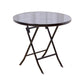 Modern Style Glass Dining Room Dinner Kitchen Table Round Table with Black Frame Black Without Chairs Clearhalo ' dining_table' 'Dining Tables & Seating' 'Dining Tables' 'furn' 'furn_dining_table' 'Furniture' 'furniture_dining_table' 'Kitchen & Dining Furniture' 'kitchen&dining_furn' 'kitchen' 'kitchen_dining_table' 3670513