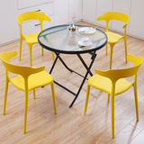 Modern Style Glass Dining Room Dinner Kitchen Table Round Table with Black Frame Clearhalo ' dining_table' 'Dining Tables & Seating' 'Dining Tables' 'furn' 'furn_dining_table' 'Furniture' 'furniture_dining_table' 'Kitchen & Dining Furniture' 'kitchen&dining_furn' 'kitchen' 'kitchen_dining_table' 3670516