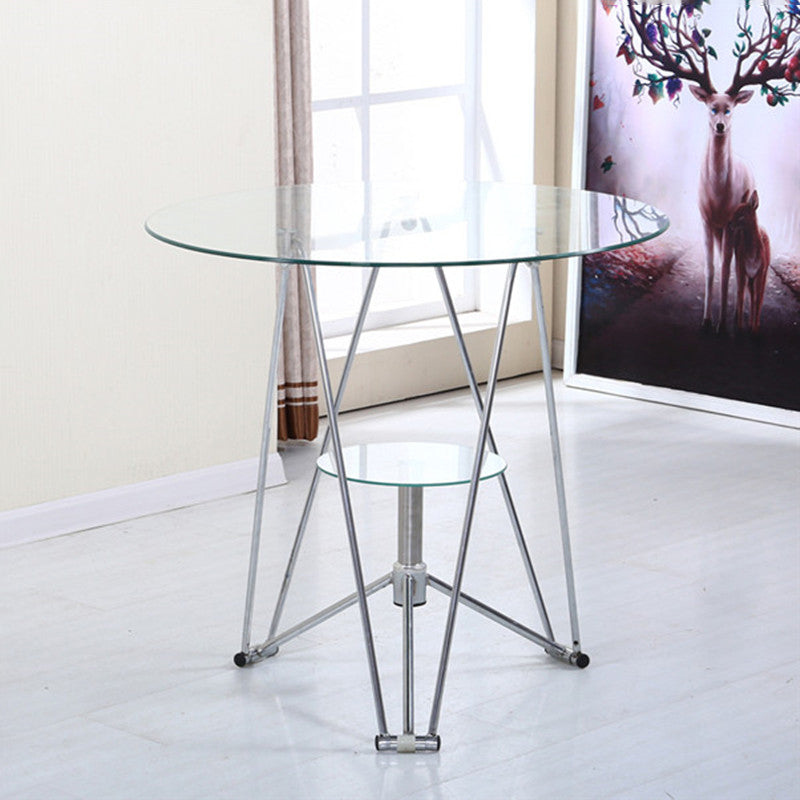 Contemporary Round Dining Room Table Tempered Glass Table with Pedestal Table Clearhalo ' dining_table' 'Dining Tables & Seating' 'Dining Tables' 'furn' 'furn_dining_table' 'Furniture' 'furniture_dining_table' 'Kitchen & Dining Furniture' 'kitchen&dining_furn' 'kitchen' 'kitchen_dining_table' 3670518