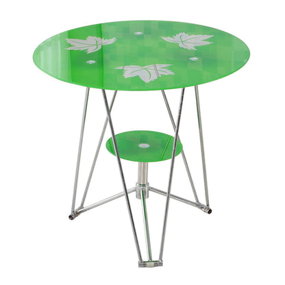 Contemporary Round Dining Room Table Tempered Glass Table with Pedestal Table Green 23.6"L x 23.6"W x 29.5"H Without Chairs Clearhalo ' dining_table' 'Dining Tables & Seating' 'Dining Tables' 'furn' 'furn_dining_table' 'Furniture' 'furniture_dining_table' 'Kitchen & Dining Furniture' 'kitchen&dining_furn' 'kitchen' 'kitchen_dining_table' 3670519