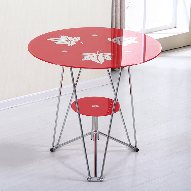 Contemporary Round Dining Room Table Tempered Glass Table with Pedestal Table Clearhalo ' dining_table' 'Dining Tables & Seating' 'Dining Tables' 'furn' 'furn_dining_table' 'Furniture' 'furniture_dining_table' 'Kitchen & Dining Furniture' 'kitchen&dining_furn' 'kitchen' 'kitchen_dining_table' 3670521