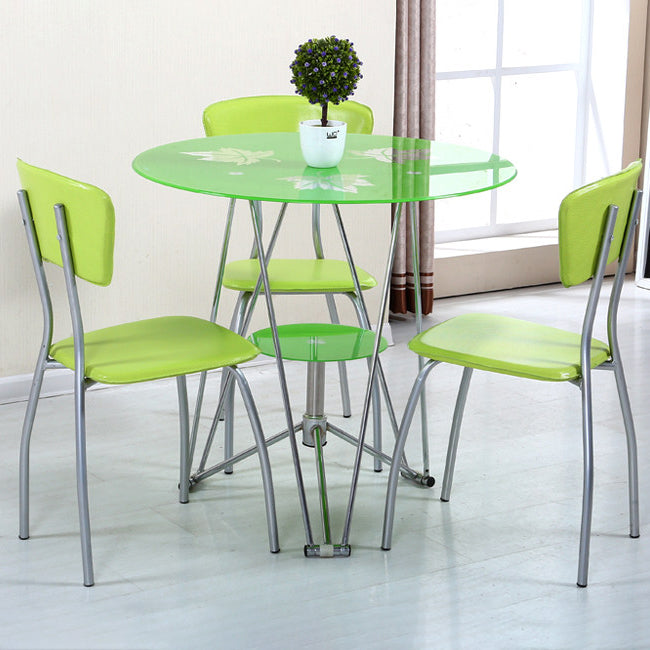 Contemporary Round Dining Room Table Tempered Glass Table with Pedestal Table Clearhalo ' dining_table' 'Dining Tables & Seating' 'Dining Tables' 'furn' 'furn_dining_table' 'Furniture' 'furniture_dining_table' 'Kitchen & Dining Furniture' 'kitchen&dining_furn' 'kitchen' 'kitchen_dining_table' 3670532