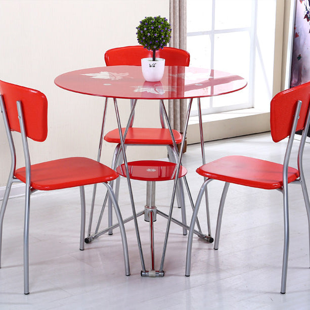 Contemporary Round Dining Room Table Tempered Glass Table with Pedestal Table Clearhalo ' dining_table' 'Dining Tables & Seating' 'Dining Tables' 'furn' 'furn_dining_table' 'Furniture' 'furniture_dining_table' 'Kitchen & Dining Furniture' 'kitchen&dining_furn' 'kitchen' 'kitchen_dining_table' 3670534