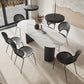 Oval Sintered Stone Dining Table Modern Table in White with Black Metal Double Pedestal Clearhalo ' dining_table' 'Dining Tables & Seating' 'Dining Tables' 'furn' 'furn_dining_table' 'Furniture' 'furniture_dining_table' 'Kitchen & Dining Furniture' 'kitchen&dining_furn' 'kitchen' 'kitchen_dining_table' 3670535