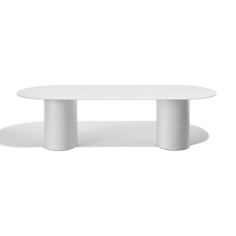 Contemporary Solid Wood Oval Shape Dining Table Kitchen Dining Table with Double Pedestal Base White Without Chairs Clearhalo ' dining_table' 'Dining Tables & Seating' 'Dining Tables' 'furn' 'furn_dining_table' 'Furniture' 'furniture_dining_table' 'Kitchen & Dining Furniture' 'kitchen&dining_furn' 'kitchen' 'kitchen_dining_table' 3670556