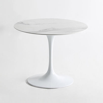 Round Tulip Base Modern Dining Table White Fixed Table with Sintered Stone Grey Without Chairs Clearhalo ' dining_table' 'Dining Tables & Seating' 'Dining Tables' 'furn' 'furn_dining_table' 'Furniture' 'furniture_dining_table' 'Kitchen & Dining Furniture' 'kitchen&dining_furn' 'kitchen' 'kitchen_dining_table' 3670590