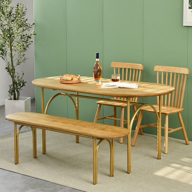 Contemporary Solid Wood Khaki Dining Table Oval Shape Standard Dining Table for Kitchen Clearhalo ' dining_table' 'Dining Tables & Seating' 'Dining Tables' 'furn' 'furn_dining_table' 'Furniture' 'furniture_dining_table' 'Kitchen & Dining Furniture' 'kitchen&dining_furn' 'kitchen' 'kitchen_dining_table' 3670618