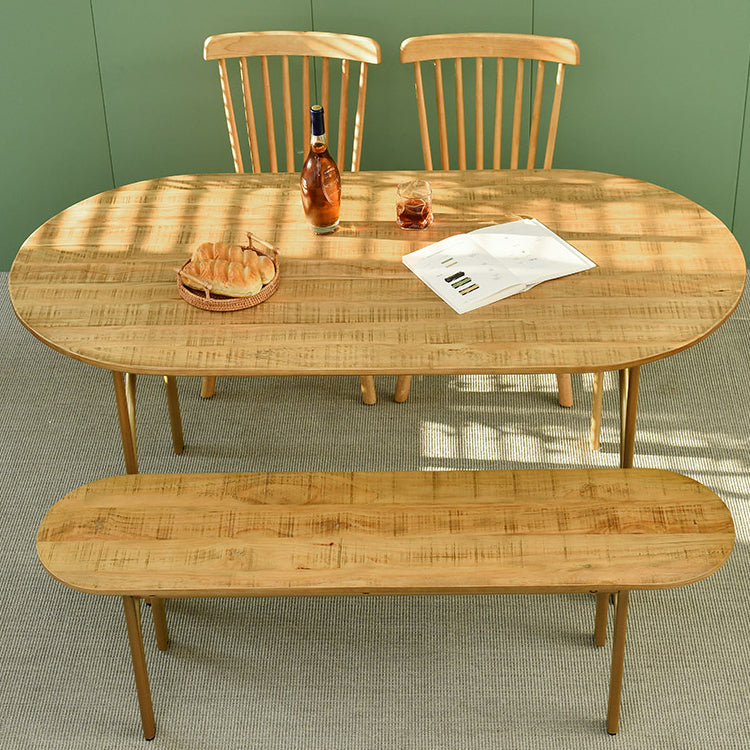 Contemporary Solid Wood Khaki Dining Table Oval Shape Standard Dining Table for Kitchen Clearhalo ' dining_table' 'Dining Tables & Seating' 'Dining Tables' 'furn' 'furn_dining_table' 'Furniture' 'furniture_dining_table' 'Kitchen & Dining Furniture' 'kitchen&dining_furn' 'kitchen' 'kitchen_dining_table' 3670627