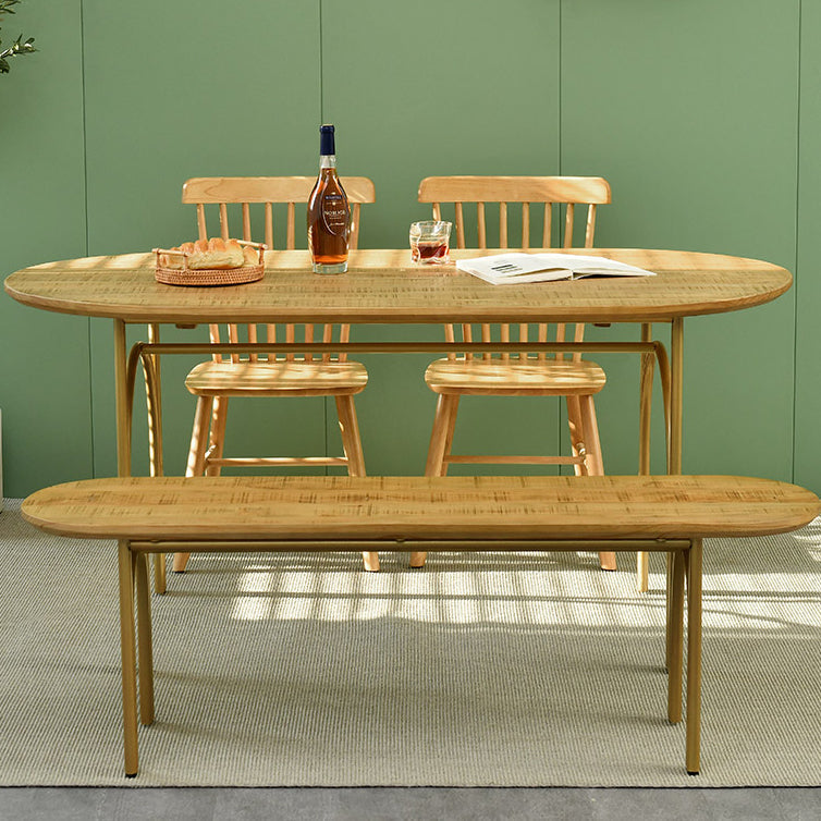Contemporary Solid Wood Khaki Dining Table Oval Shape Standard Dining Table for Kitchen Clearhalo ' dining_table' 'Dining Tables & Seating' 'Dining Tables' 'furn' 'furn_dining_table' 'Furniture' 'furniture_dining_table' 'Kitchen & Dining Furniture' 'kitchen&dining_furn' 'kitchen' 'kitchen_dining_table' 3670629