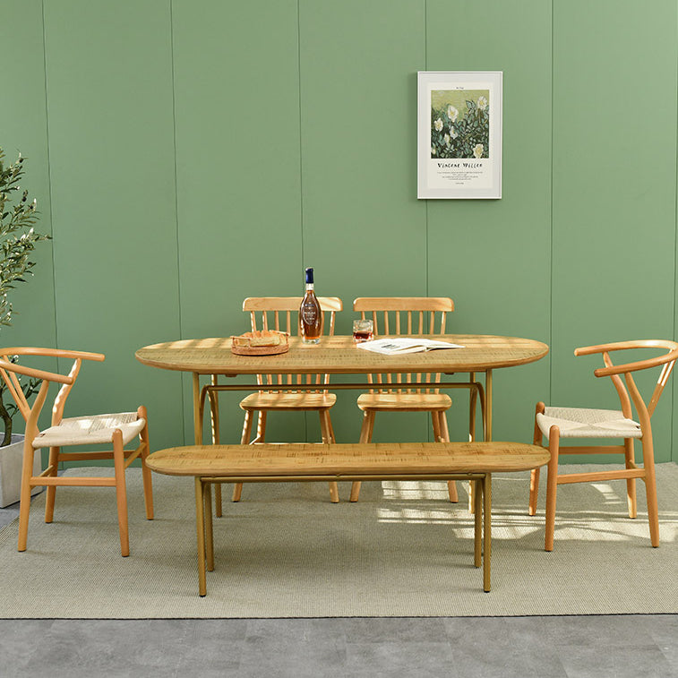 Contemporary Solid Wood Khaki Dining Table Oval Shape Standard Dining Table for Kitchen Clearhalo ' dining_table' 'Dining Tables & Seating' 'Dining Tables' 'furn' 'furn_dining_table' 'Furniture' 'furniture_dining_table' 'Kitchen & Dining Furniture' 'kitchen&dining_furn' 'kitchen' 'kitchen_dining_table' 3670630