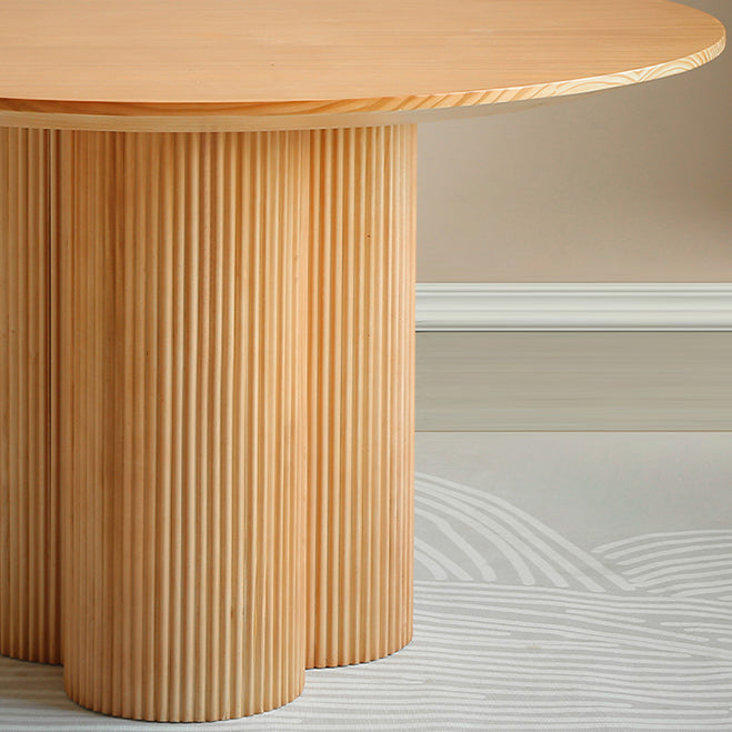 Contemporary Round Dining Table Pine Solid Wood Table with Pedestal Base for Home Kitchen Dinner Clearhalo ' dining_table' 'Dining Tables & Seating' 'Dining Tables' 'furn' 'furn_dining_table' 'Furniture' 'furniture_dining_table' 'Kitchen & Dining Furniture' 'kitchen&dining_furn' 'kitchen' 'kitchen_dining_table' 3670638