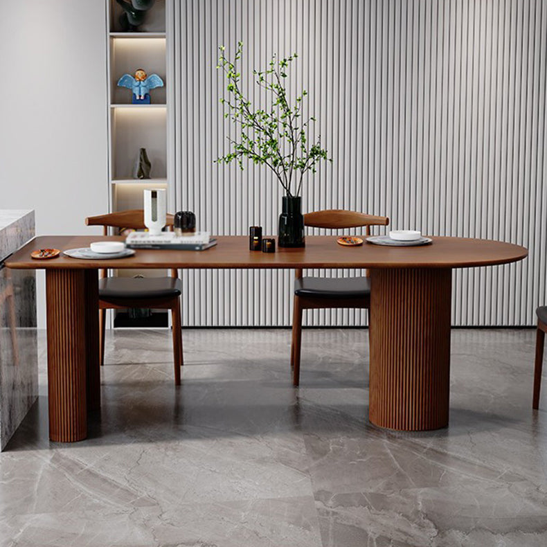 Solid Wood Contemporary Free Form Indoor Table Wood Top Table for Dining Room Walnut Without Chairs Clearhalo ' dining_table' 'Dining Tables & Seating' 'Dining Tables' 'furn' 'furn_dining_table' 'Furniture' 'furniture_dining_table' 'Kitchen & Dining Furniture' 'kitchen&dining_furn' 'kitchen' 'kitchen_dining_table' 3670647