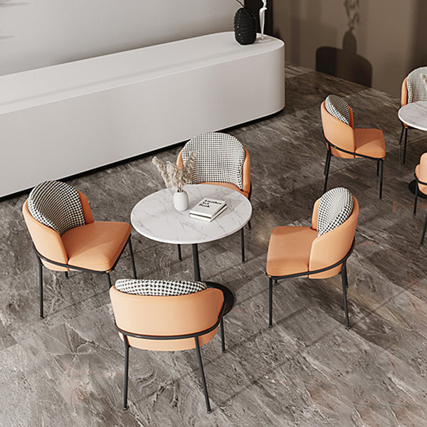 Round Shape Minimalist Dining Table White Fixed Table of Sintered Stone Clearhalo ' dining_table' 'Dining Tables & Seating' 'Dining Tables' 'furn' 'furn_dining_table' 'Furniture' 'furniture_dining_table' 'Kitchen & Dining Furniture' 'kitchen&dining_furn' 'kitchen' 'kitchen_dining_table' 3670664