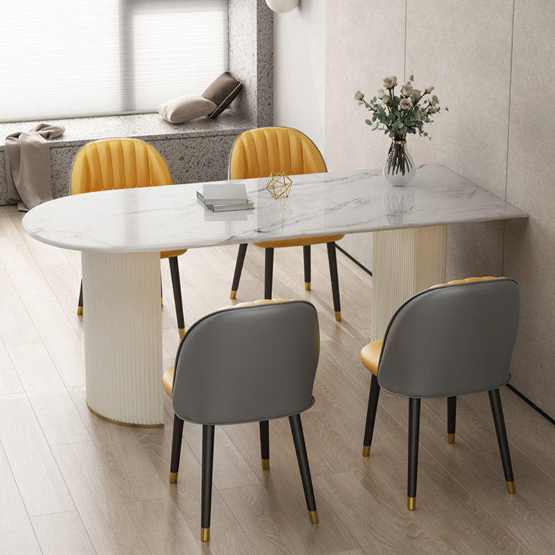 Modern Dining Table Sintered Stone Dining Table with Double Pedestal for Dining Room Clearhalo ' dining_table' 'Dining Tables & Seating' 'Dining Tables' 'furn' 'furn_dining_table' 'Furniture' 'furniture_dining_table' 'Kitchen & Dining Furniture' 'kitchen&dining_furn' 'kitchen' 'kitchen_dining_table' 3670667