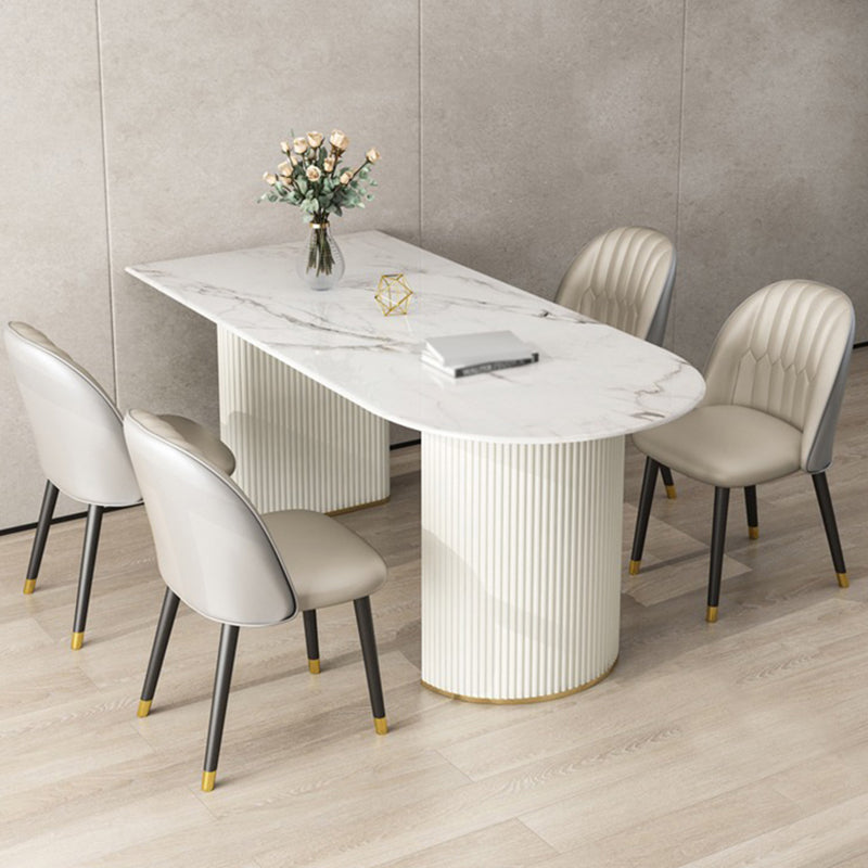 Modern Dining Table Sintered Stone Dining Table with Double Pedestal for Dining Room Clearhalo ' dining_table' 'Dining Tables & Seating' 'Dining Tables' 'furn' 'furn_dining_table' 'Furniture' 'furniture_dining_table' 'Kitchen & Dining Furniture' 'kitchen&dining_furn' 'kitchen' 'kitchen_dining_table' 3670668