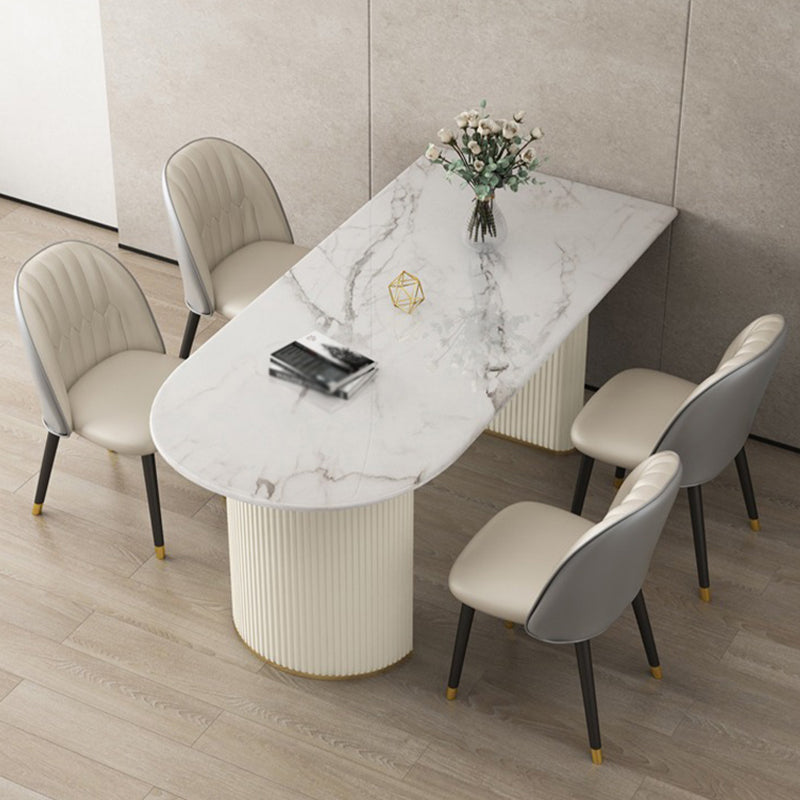 Modern Dining Table Sintered Stone Dining Table with Double Pedestal for Dining Room Clearhalo ' dining_table' 'Dining Tables & Seating' 'Dining Tables' 'furn' 'furn_dining_table' 'Furniture' 'furniture_dining_table' 'Kitchen & Dining Furniture' 'kitchen&dining_furn' 'kitchen' 'kitchen_dining_table' 3670670