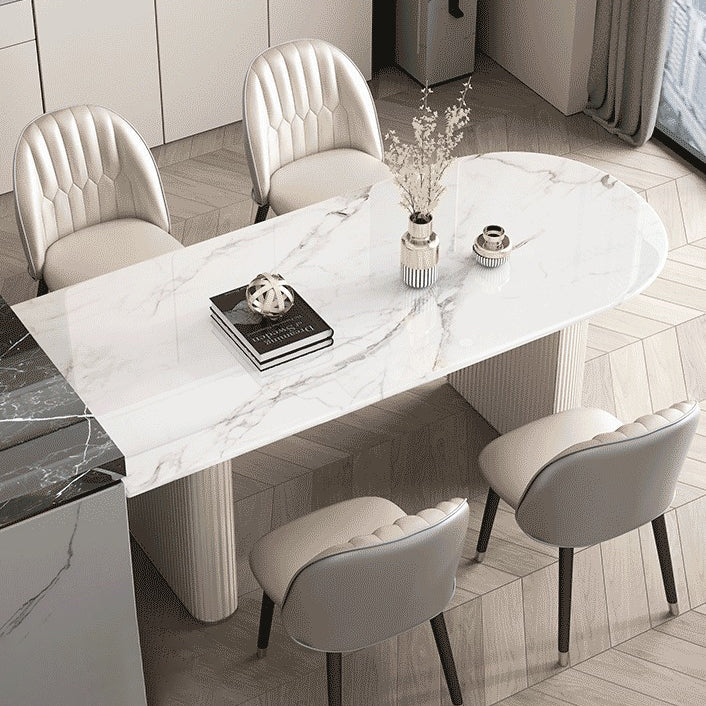 Modern Dining Table Sintered Stone Dining Table with Double Pedestal for Dining Room Clearhalo ' dining_table' 'Dining Tables & Seating' 'Dining Tables' 'furn' 'furn_dining_table' 'Furniture' 'furniture_dining_table' 'Kitchen & Dining Furniture' 'kitchen&dining_furn' 'kitchen' 'kitchen_dining_table' 3670674
