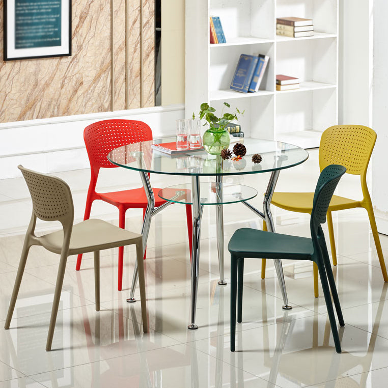 Modern Style Glass Kitchen Dining Table Clear Round Table with Metal Base for Home Clearhalo ' dining_table' 'Dining Tables & Seating' 'Dining Tables' 'furn' 'furn_dining_table' 'Furniture' 'furniture_dining_table' 'Kitchen & Dining Furniture' 'kitchen&dining_furn' 'kitchen' 'kitchen_dining_table' 3670678