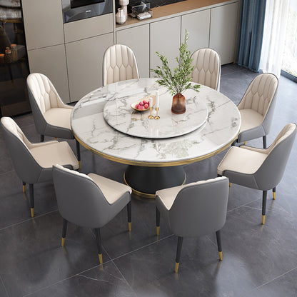 Round Modern Style Sintered Stone Dining Table Furniture with Metallic Base Gray Without Chairs Clearhalo ' dining_table' 'Dining Tables & Seating' 'Dining Tables' 'furn' 'furn_dining_table' 'Furniture' 'furniture_dining_table' 'Kitchen & Dining Furniture' 'kitchen&dining_furn' 'kitchen' 'kitchen_dining_table' 3670690