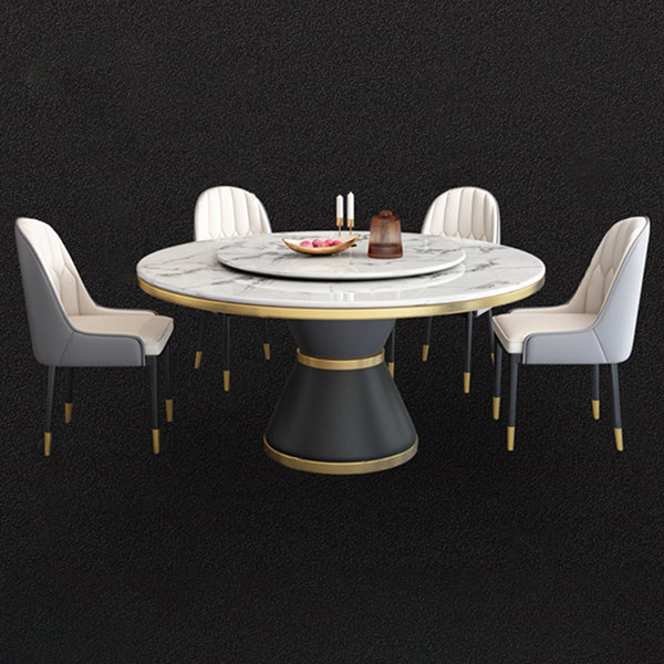Round Modern Style Sintered Stone Dining Table Furniture with Metallic Base Clearhalo ' dining_table' 'Dining Tables & Seating' 'Dining Tables' 'furn' 'furn_dining_table' 'Furniture' 'furniture_dining_table' 'Kitchen & Dining Furniture' 'kitchen&dining_furn' 'kitchen' 'kitchen_dining_table' 3670693