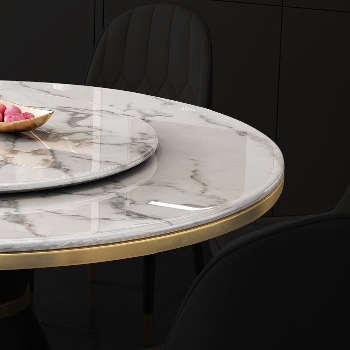 Round Modern Style Sintered Stone Dining Table Furniture with Metallic Base Clearhalo ' dining_table' 'Dining Tables & Seating' 'Dining Tables' 'furn' 'furn_dining_table' 'Furniture' 'furniture_dining_table' 'Kitchen & Dining Furniture' 'kitchen&dining_furn' 'kitchen' 'kitchen_dining_table' 3670695