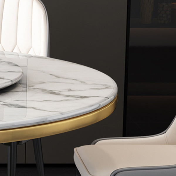 Round Modern Style Sintered Stone Dining Table Furniture with Metallic Base Clearhalo ' dining_table' 'Dining Tables & Seating' 'Dining Tables' 'furn' 'furn_dining_table' 'Furniture' 'furniture_dining_table' 'Kitchen & Dining Furniture' 'kitchen&dining_furn' 'kitchen' 'kitchen_dining_table' 3670696