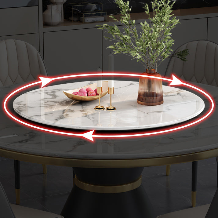 Round Modern Style Sintered Stone Dining Table Furniture with Metallic Base Clearhalo ' dining_table' 'Dining Tables & Seating' 'Dining Tables' 'furn' 'furn_dining_table' 'Furniture' 'furniture_dining_table' 'Kitchen & Dining Furniture' 'kitchen&dining_furn' 'kitchen' 'kitchen_dining_table' 3670697