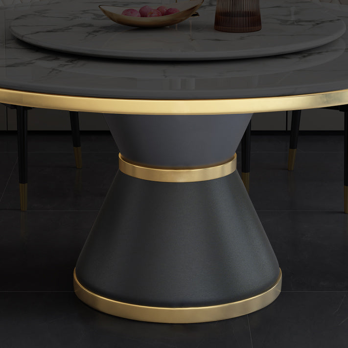 Round Modern Style Sintered Stone Dining Table Furniture with Metallic Base Clearhalo ' dining_table' 'Dining Tables & Seating' 'Dining Tables' 'furn' 'furn_dining_table' 'Furniture' 'furniture_dining_table' 'Kitchen & Dining Furniture' 'kitchen&dining_furn' 'kitchen' 'kitchen_dining_table' 3670698