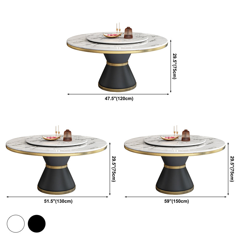 Round Modern Style Sintered Stone Dining Table Furniture with Metallic Base Clearhalo ' dining_table' 'Dining Tables & Seating' 'Dining Tables' 'furn' 'furn_dining_table' 'Furniture' 'furniture_dining_table' 'Kitchen & Dining Furniture' 'kitchen&dining_furn' 'kitchen' 'kitchen_dining_table' 3670699