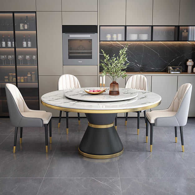 Round Modern Style Sintered Stone Dining Table Furniture with Metallic Base Clearhalo ' dining_table' 'Dining Tables & Seating' 'Dining Tables' 'furn' 'furn_dining_table' 'Furniture' 'furniture_dining_table' 'Kitchen & Dining Furniture' 'kitchen&dining_furn' 'kitchen' 'kitchen_dining_table' 3670700