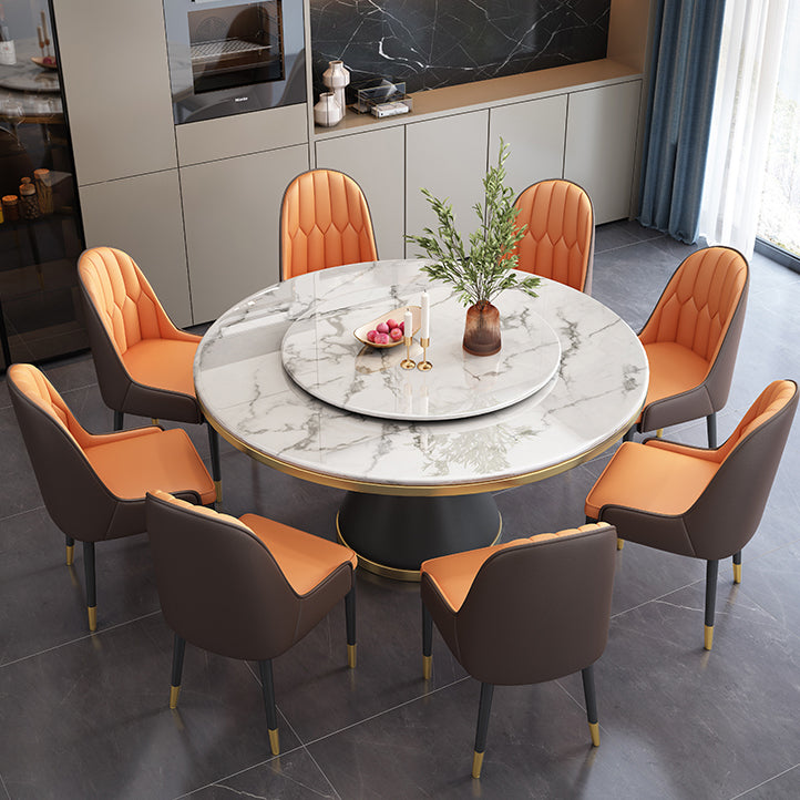 Round Modern Style Sintered Stone Dining Table Furniture with Metallic Base Clearhalo ' dining_table' 'Dining Tables & Seating' 'Dining Tables' 'furn' 'furn_dining_table' 'Furniture' 'furniture_dining_table' 'Kitchen & Dining Furniture' 'kitchen&dining_furn' 'kitchen' 'kitchen_dining_table' 3670702