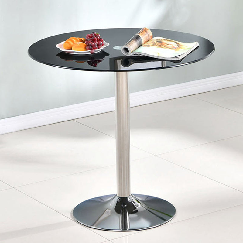Round GlassTransparent Dining Table Simplicity Pedestal Table for Dining Room Black Without Chairs Clearhalo ' dining_table' 'Dining Tables & Seating' 'Dining Tables' 'furn' 'furn_dining_table' 'Furniture' 'furniture_dining_table' 'Kitchen & Dining Furniture' 'kitchen&dining_furn' 'kitchen' 'kitchen_dining_table' 3670704