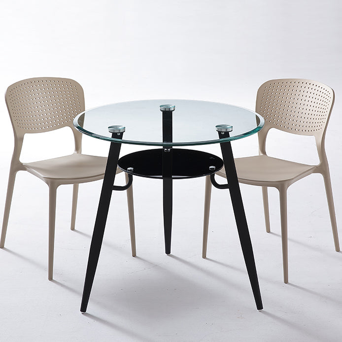 Round Tripod Base Home Furniture Clear Glass Dining Room Collection for Home Clearhalo ' dining_table' 'Dining Tables & Seating' 'Dining Tables' 'furn' 'furn_dining_table' 'Furniture' 'furniture_dining_table' 'Kitchen & Dining Furniture' 'kitchen&dining_furn' 'kitchen' 'kitchen_dining_table' 3670733