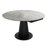 Modern Round Dining Table Sintered Stone Table with Black Pedestal Base,47.2"L x 32.7"W x 30"H Clearhalo ' dining_table' 'Dining Tables & Seating' 'Dining Tables' 'furn' 'furn_dining_table' 'Furniture' 'furniture_dining_table' 'Kitchen & Dining Furniture' 'kitchen&dining_furn' 'kitchen' 'kitchen_dining_table' 3670739