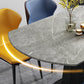 Modern Round Dining Table Sintered Stone Table with Black Pedestal Base,47.2"L x 32.7"W x 30"H Clearhalo ' dining_table' 'Dining Tables & Seating' 'Dining Tables' 'furn' 'furn_dining_table' 'Furniture' 'furniture_dining_table' 'Kitchen & Dining Furniture' 'kitchen&dining_furn' 'kitchen' 'kitchen_dining_table' 3670742