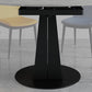 Modern Round Dining Table Sintered Stone Table with Black Pedestal Base,47.2"L x 32.7"W x 30"H Clearhalo ' dining_table' 'Dining Tables & Seating' 'Dining Tables' 'furn' 'furn_dining_table' 'Furniture' 'furniture_dining_table' 'Kitchen & Dining Furniture' 'kitchen&dining_furn' 'kitchen' 'kitchen_dining_table' 3670743