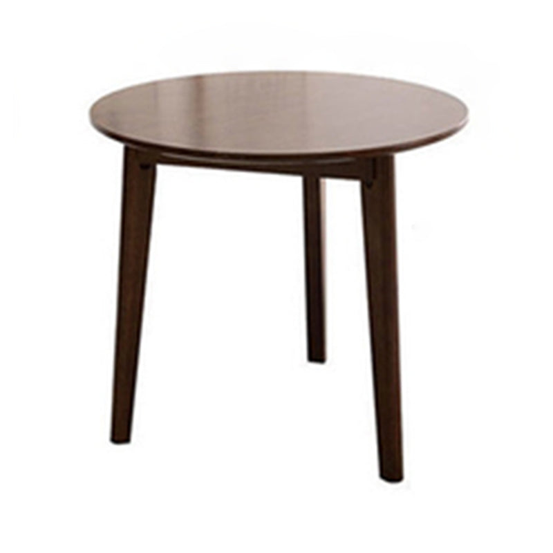 Round Shape Modern Dining Table Wood Color Fixed Table with Rubberwood Solid Wood Walnut Without Chairs Clearhalo ' dining_table' 'Dining Tables & Seating' 'Dining Tables' 'furn' 'furn_dining_table' 'Furniture' 'furniture_dining_table' 'Kitchen & Dining Furniture' 'kitchen&dining_furn' 'kitchen' 'kitchen_dining_table' 3670747