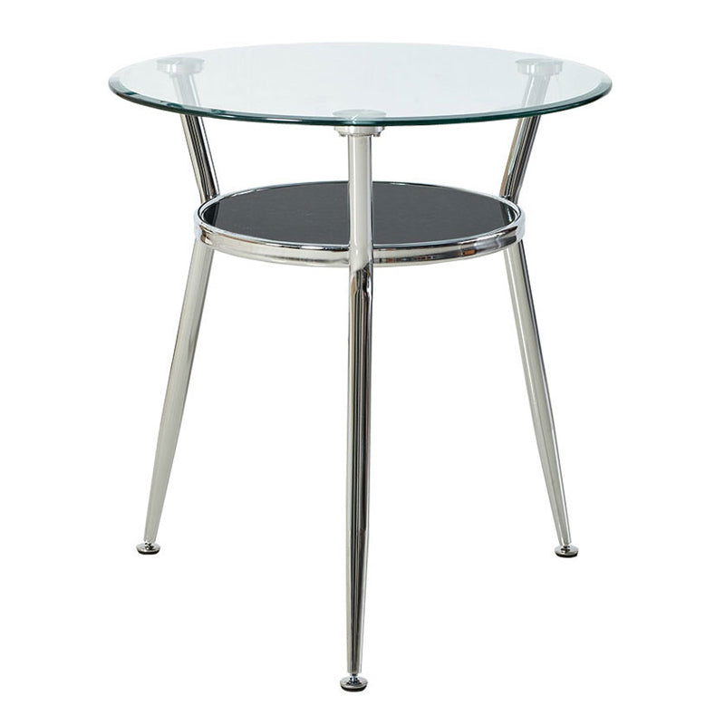 Modern Style Glass Dining Room Table Round Formal Table with Metal Base Clear Without Chairs Clearhalo ' dining_table' 'Dining Tables & Seating' 'Dining Tables' 'furn' 'furn_dining_table' 'Furniture' 'furniture_dining_table' 'Kitchen & Dining Furniture' 'kitchen&dining_furn' 'kitchen' 'kitchen_dining_table' 3670776