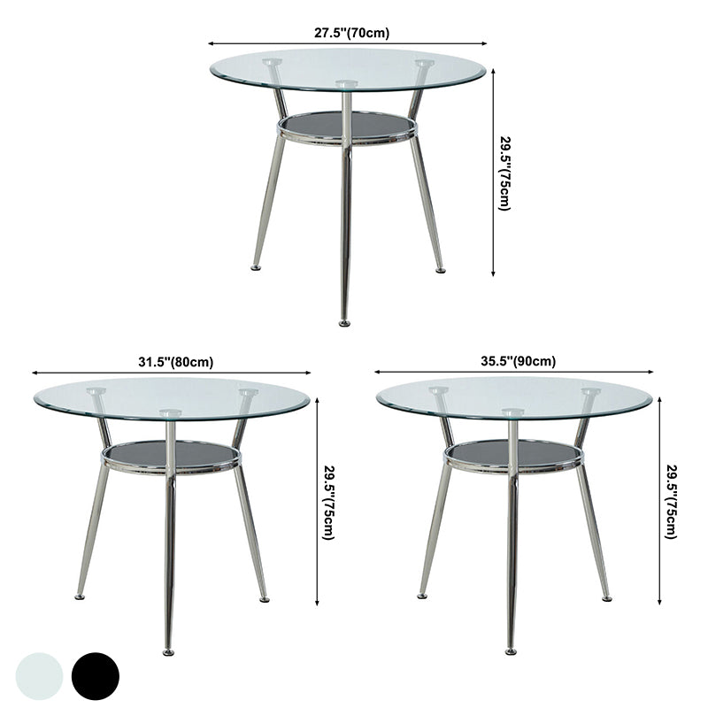 Modern Style Glass Dining Room Table Round Formal Table with Metal Base Clearhalo ' dining_table' 'Dining Tables & Seating' 'Dining Tables' 'furn' 'furn_dining_table' 'Furniture' 'furniture_dining_table' 'Kitchen & Dining Furniture' 'kitchen&dining_furn' 'kitchen' 'kitchen_dining_table' 3670781
