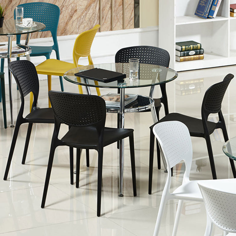 Modern Style Glass Dining Room Table Round Formal Table with Metal Base Clearhalo ' dining_table' 'Dining Tables & Seating' 'Dining Tables' 'furn' 'furn_dining_table' 'Furniture' 'furniture_dining_table' 'Kitchen & Dining Furniture' 'kitchen&dining_furn' 'kitchen' 'kitchen_dining_table' 3670784