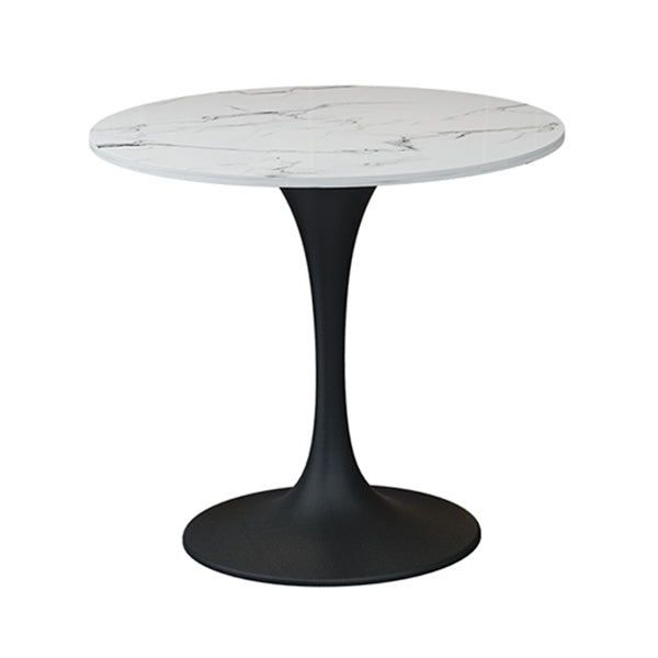 Contemporary Tulip Base Dinner Table Stone Dining Table Round for Home White Black Clearhalo ' dining_table' 'Dining Tables & Seating' 'Dining Tables' 'furn' 'furn_dining_table' 'Furniture' 'furniture_dining_table' 'Kitchen & Dining Furniture' 'kitchen&dining_furn' 'kitchen' 'kitchen_dining_table' 3670811