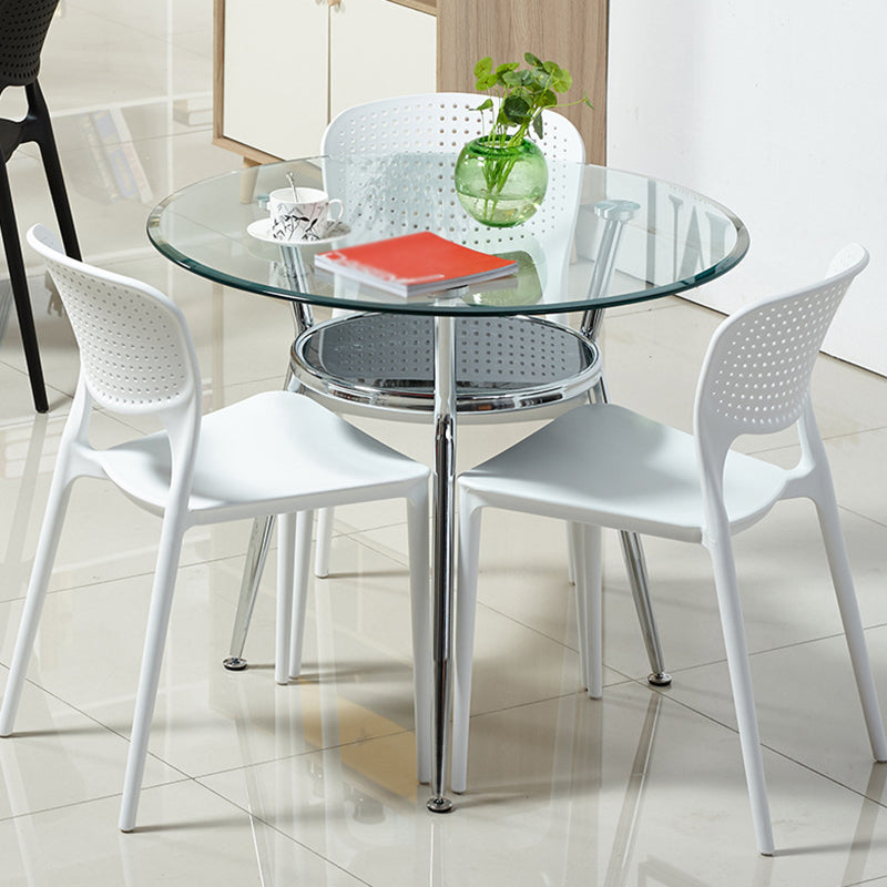 Contemporary Round Dining Room Table Tempered Glass Table with 3 Legs for Dining Room Clearhalo ' dining_table' 'Dining Tables & Seating' 'Dining Tables' 'furn' 'furn_dining_table' 'Furniture' 'furniture_dining_table' 'Kitchen & Dining Furniture' 'kitchen&dining_furn' 'kitchen' 'kitchen_dining_table' 3670820