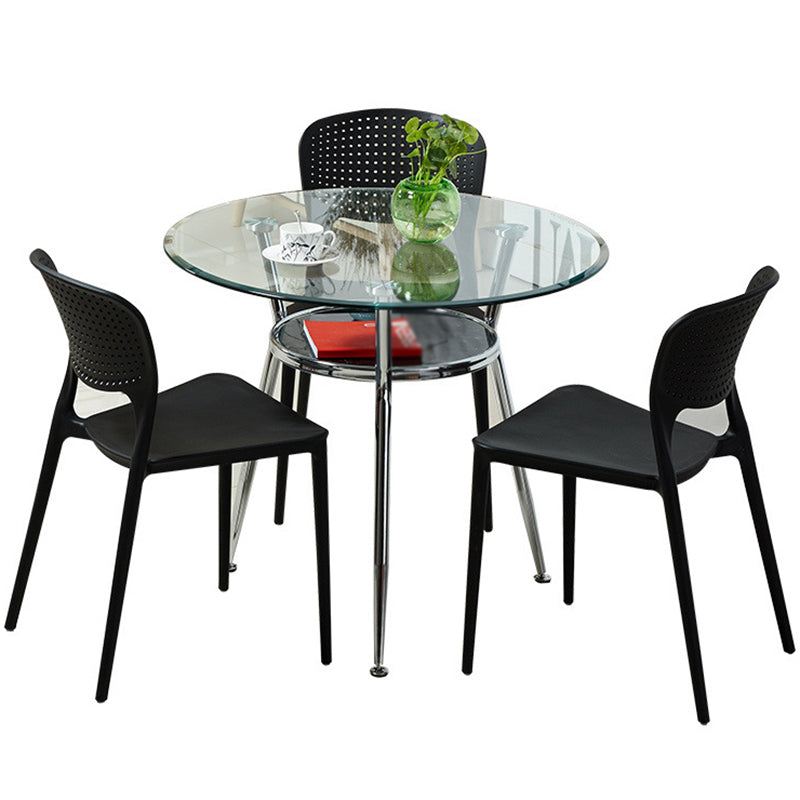 Contemporary Round Dining Room Table Tempered Glass Table with 3 Legs for Dining Room Clearhalo ' dining_table' 'Dining Tables & Seating' 'Dining Tables' 'furn' 'furn_dining_table' 'Furniture' 'furniture_dining_table' 'Kitchen & Dining Furniture' 'kitchen&dining_furn' 'kitchen' 'kitchen_dining_table' 3670822