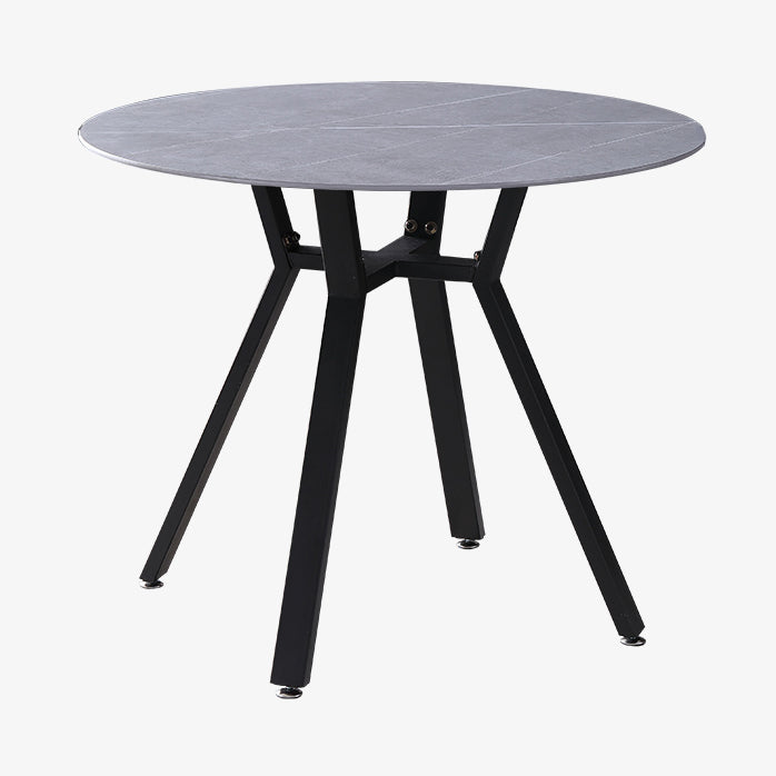 Modern Style Sintered Stone Dining Room Table Round Table with Metal Base Gray Without Chairs Clearhalo ' dining_table' 'Dining Tables & Seating' 'Dining Tables' 'furn' 'furn_dining_table' 'Furniture' 'furniture_dining_table' 'Kitchen & Dining Furniture' 'kitchen&dining_furn' 'kitchen' 'kitchen_dining_table' 3670841